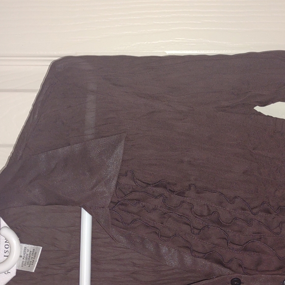 Pristine Allison Taylor brown crinkle blouse size small! - Picture 3 of 6